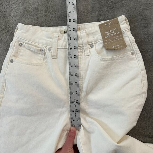 NWT Madewell The Curvy Perfect Vintage Straight Leg Jeans 25 Cream Women's - Picture 7 of 9